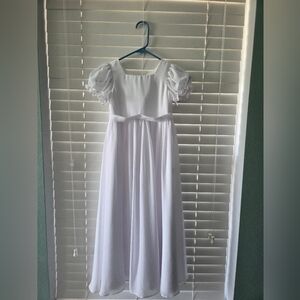 White Girls' Long Puff Sleeve Dress